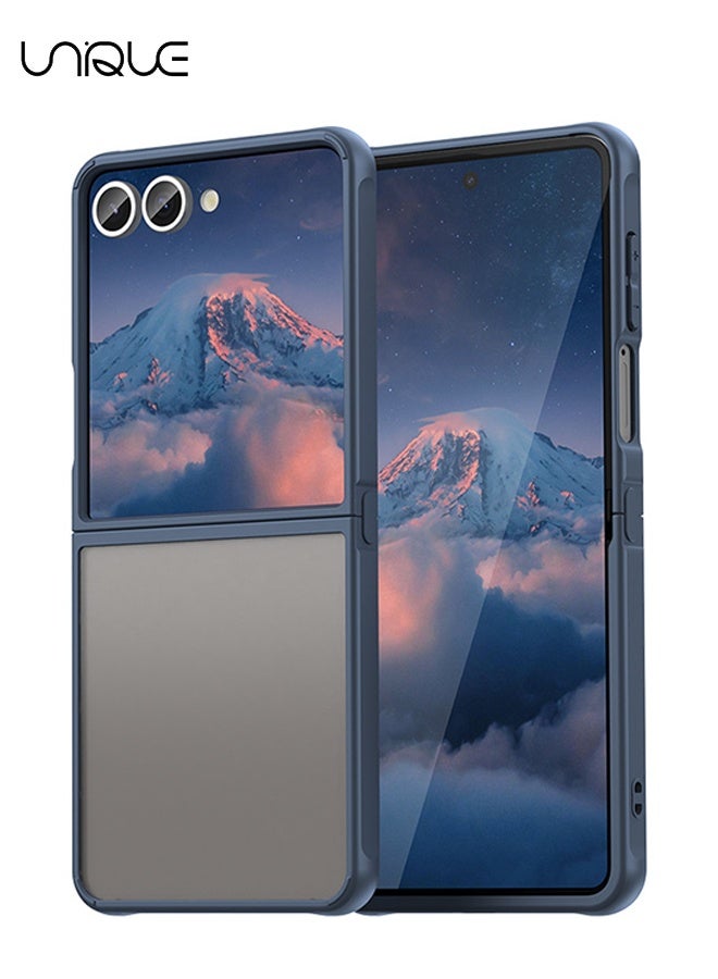 Unique Compatible with Samsung Galaxy Z Flip 7 Case - Translucent Frosted Phone Case - PC Durable Phone Protector - TPU Shockproof Protective Case - Blue - Image 1